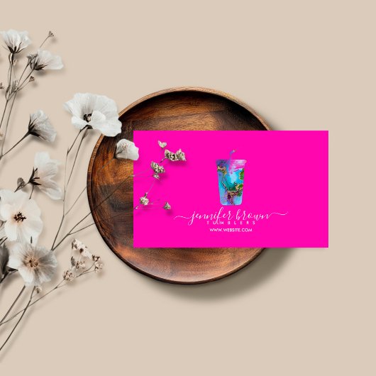 Tumbler ombré neon roze mok maker visitekaartje