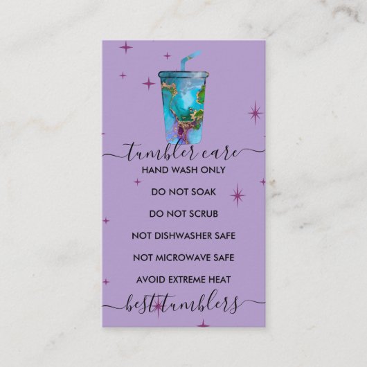 Tumbler paarse verzorging visitekaartje (Voorkant)