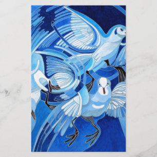 Tumbler Pigeons in Cerulean Blue Briefpapier