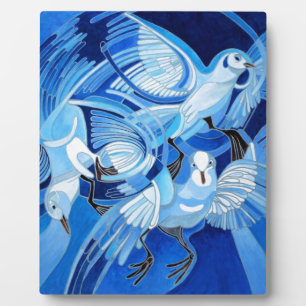 Tumbler Pigeons in Cerulean Blue Fotoplaat