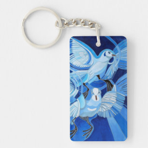 Tumbler Pigeons in Cerulean Blue Sleutelhanger