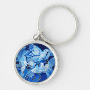 Tumbler Pigeons in Cerulean Blue Sleutelhanger