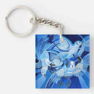 Tumbler Pigeons in Cerulean Blue Sleutelhanger