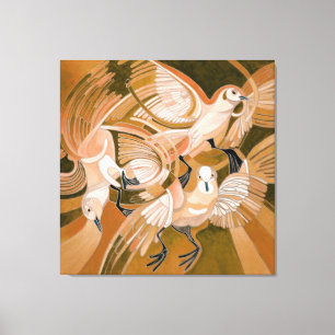 Tumbler Pigeons in de Abstracte kunst van Sepia Canvas Afdruk