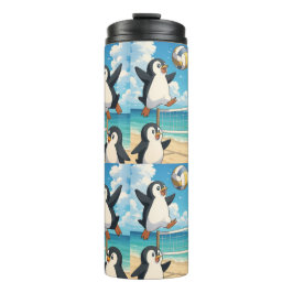 Tumbler pinguïns die volleybal spelen thermosbeker