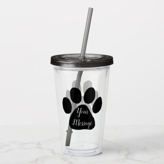 Tumbler - Puppy Paw Prints Acryl Drinkbeker (Achterkant)