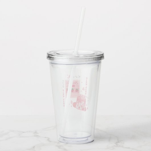 Tumbler schattige partij aardbei roze drinkware acryl drinkbeker (Achterkant)