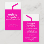 Tumbler travel mug shop pink vertical visitekaartje (Voorkant / Achterkant)