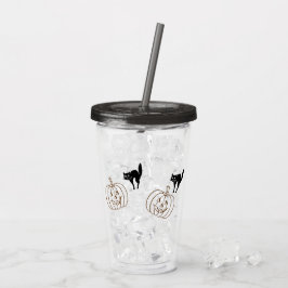 Tumbler van acryl - Pompoenen en zwarte katten Drinkbeker