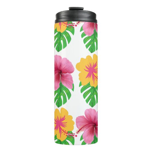 Tumbler with tropical flowers  thermosbeker (Voorkant)