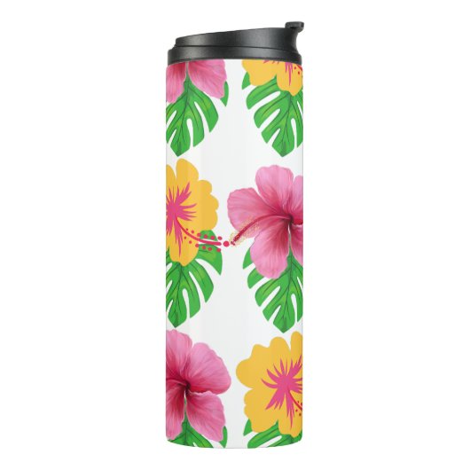 Tumbler with tropical flowers  thermosbeker (Gedraaid links)