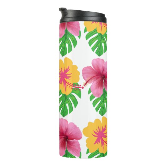 Tumbler with tropical flowers thermosbeker (Geroteerd rechts)
