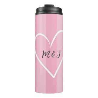 Tumblers con iniciales grabada rosa amor thermosbeker