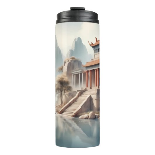 Tumblers - Serene Oude Tempel aan de Rivier Thermosbeker (Voorkant)