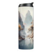 Tumblers - Serene Oude Tempel aan de Rivier Thermosbeker (Gedraaid links)