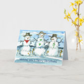 Tumbleweed Snowman Vrolijk Kerstfeest Kaart (Gele Bloem)