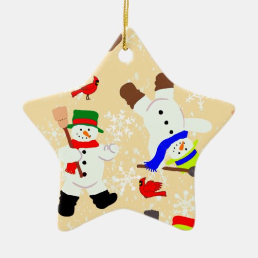 Tumblin’ Snowmen-Ornament Keramisch Ornament (Voorkant)