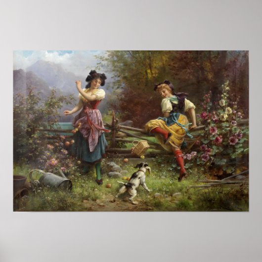 Tumbling Apples by Hans Zatzka - poster (Voorkant)