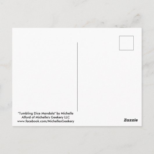 Tumbling Dice Mandala Briefkaart (Achterkant)