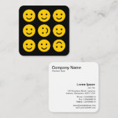 Tumbling Emojis - Amber op Black Vierkante Visitekaartje (Voorkant / Achterkant)