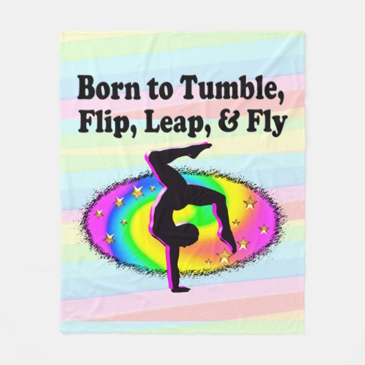 TUMBLING EN FLIPPING GYMNAST MEISJE FLEECE DEKEN (Voorkant)