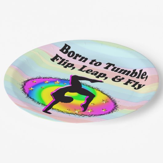 TUMBLING EN FLIPPING GYMNAST MEISJE PAPIEREN BORDJE (Gekanteld)