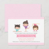 Tumbling Girls Gymnastics Birthday Party Kaart (Voorkant / Achterkant)