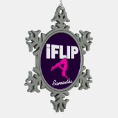 Tumbling gymnast-versiering omdraaien tin sneeuwvlok ornament (Links)