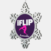 Tumbling gymnast-versiering omdraaien tin sneeuwvlok ornament (Rechts)