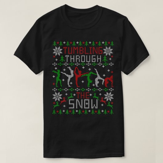 Tumbling Gymnastiek Ugly KerstSweater Party T-shirt (Design voorkant)