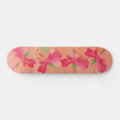 "tumbling hibiscus" red & oranje SKATEBOARD DECK (Horizontaal)