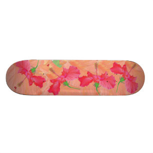 "tumbling hibiscus" red & oranje SKATEBOARD DECK