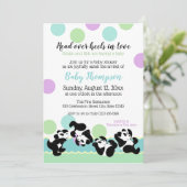 Tumbling Pandas Baby Shower Kaart (Staand voorkant)