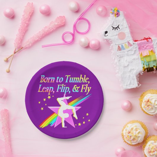 TUMBLING QUEEN GYMNAST MEISJE PAPIEREN BORDEN PAPIEREN BORDJE (Feest)