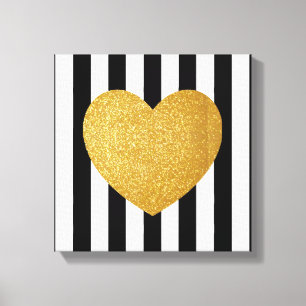 TUMBLR WALL ART GOLD GLITTER HEART CANVAS AFDRUK