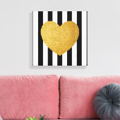 TUMBLR WALL ART GOUDEN GLITTER HART CANVAS AFDRUK (Insitu (Woonkamer))
