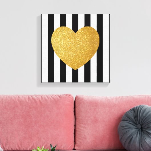 TUMBLR WALL ART GOUDEN GLITTER HART CANVAS AFDRUK (Insitu (Woonkamer))