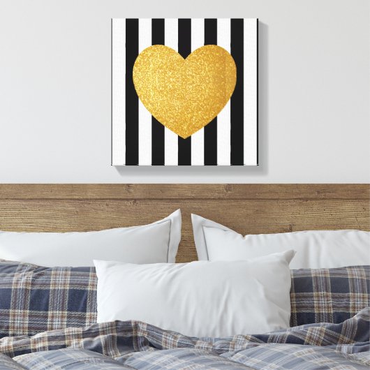 TUMBLR WALL ART GOUDEN GLITTER HART CANVAS AFDRUK (Insitu (Slaapkamer))