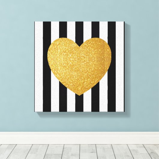 TUMBLR WALL ART GOUDEN GLITTER HART CANVAS AFDRUK (Insitu (Houten vloer))