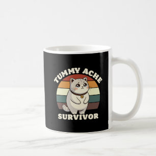 Tummy Ache Overlever Funny Verdrietige Kat Retro Z Koffiemok