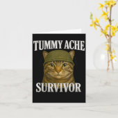 Tummy Ache Survivor Cat Meme Funny Kitten Gift Man Kaart (Gele Bloem)