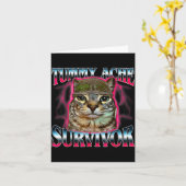 Tummy Ache Survivor Cat Meme Funny Saying Cats Ani Kaart (Gele Bloem)