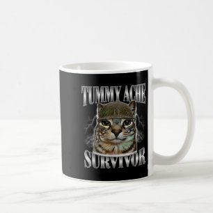 Tummy Ache Survivor Funny Cat Meme Sarcastisch Quo Koffiemok