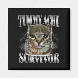 Tummy Ache Survivor Funny Cat Meme Sarcastisch Quo Magneet