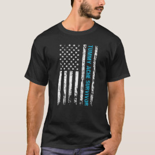 Tummy Ache Survivor USA Flag IBS Stomachache 2 T-shirt