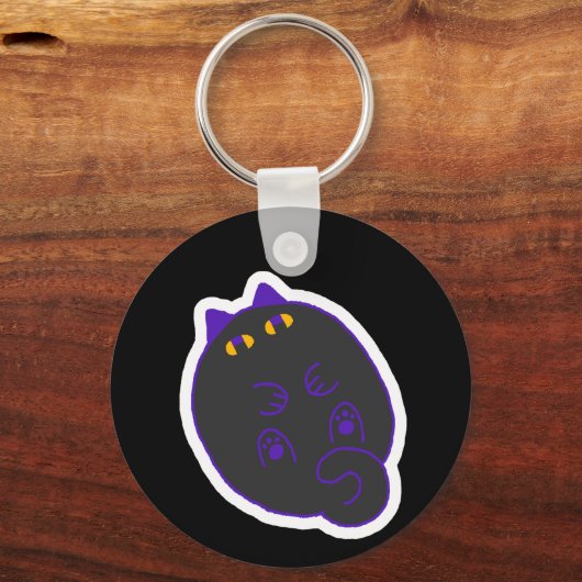 Tummy Chonky Black Cat Keychain (Voorkant)