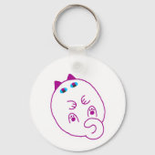 Tummy Chonky White Cat Keychain (Voorkant)