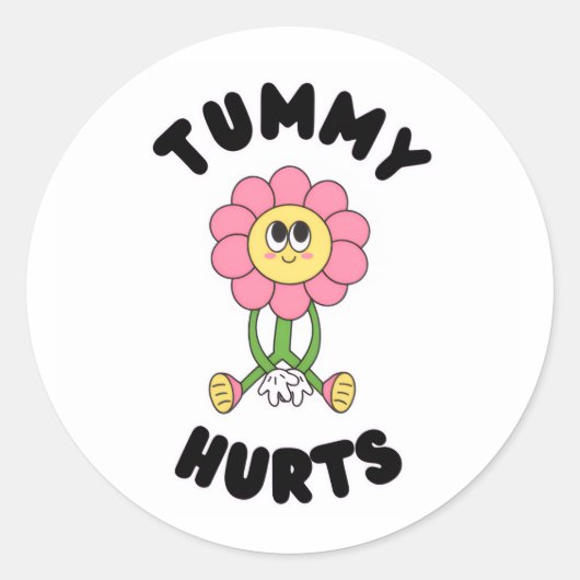 'Tummy Hurts' Cute Funny Health Awareness Sticker (Voorkant)