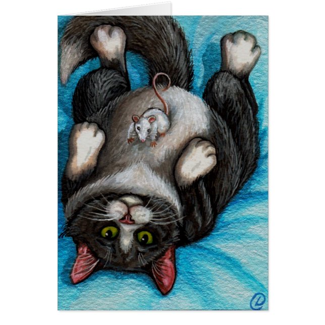 TUMMY RUB Tuxedo Cat Mouse-kaart (Voorkant)