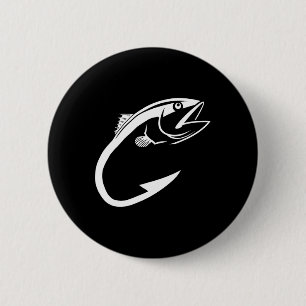 Tuna Haak Minimal Visser Vis Liefhebber Ronde Button 5,7 Cm